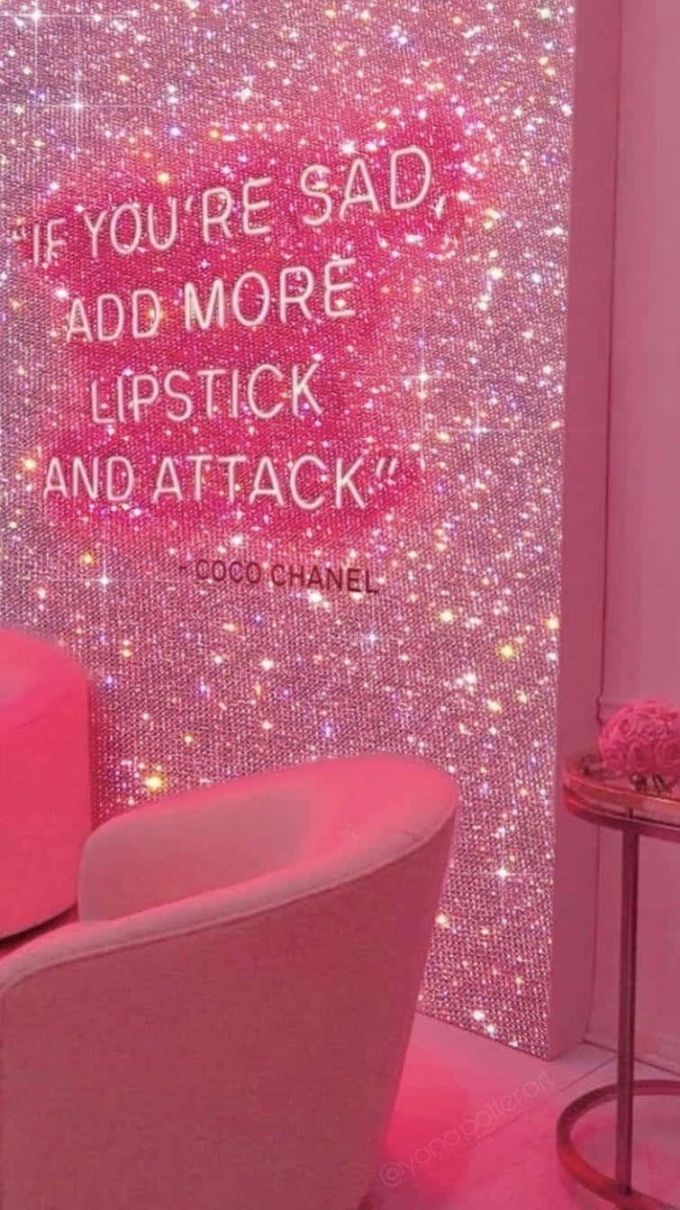 Roze Baddie Esthetiek Chanel Quote Achtergrond