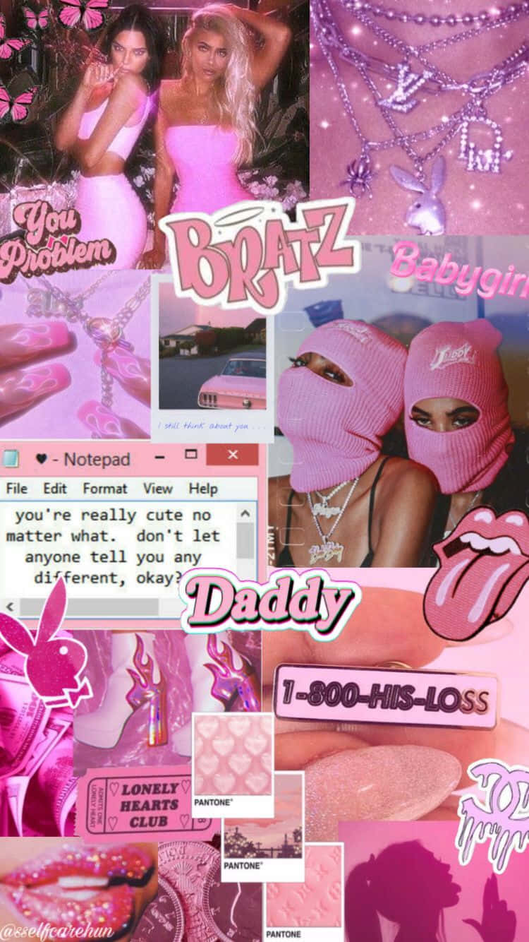 Pink_ Baddie_ Aesthetic_ Collage Wallpaper