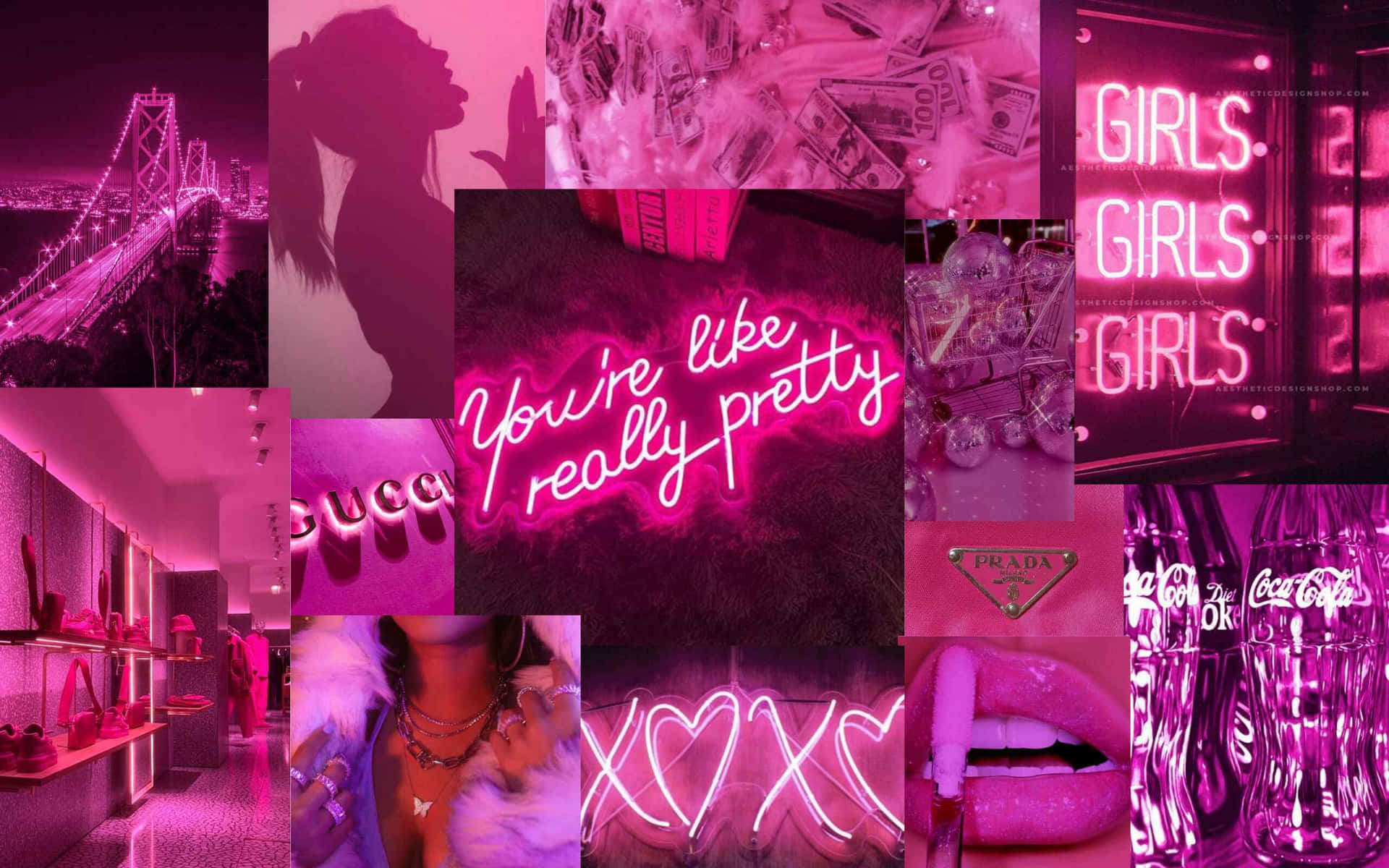 Pink Baddie Aesthetic Collage Wallpaper