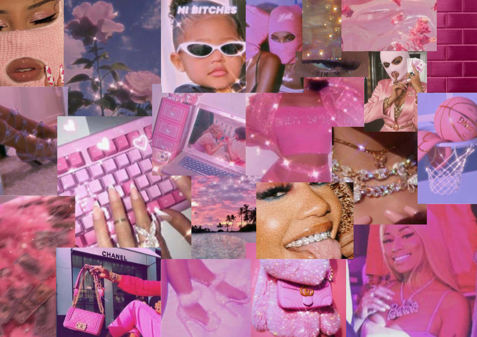 Pink_ Baddie_ Aesthetic_ Collage.jpg Wallpaper