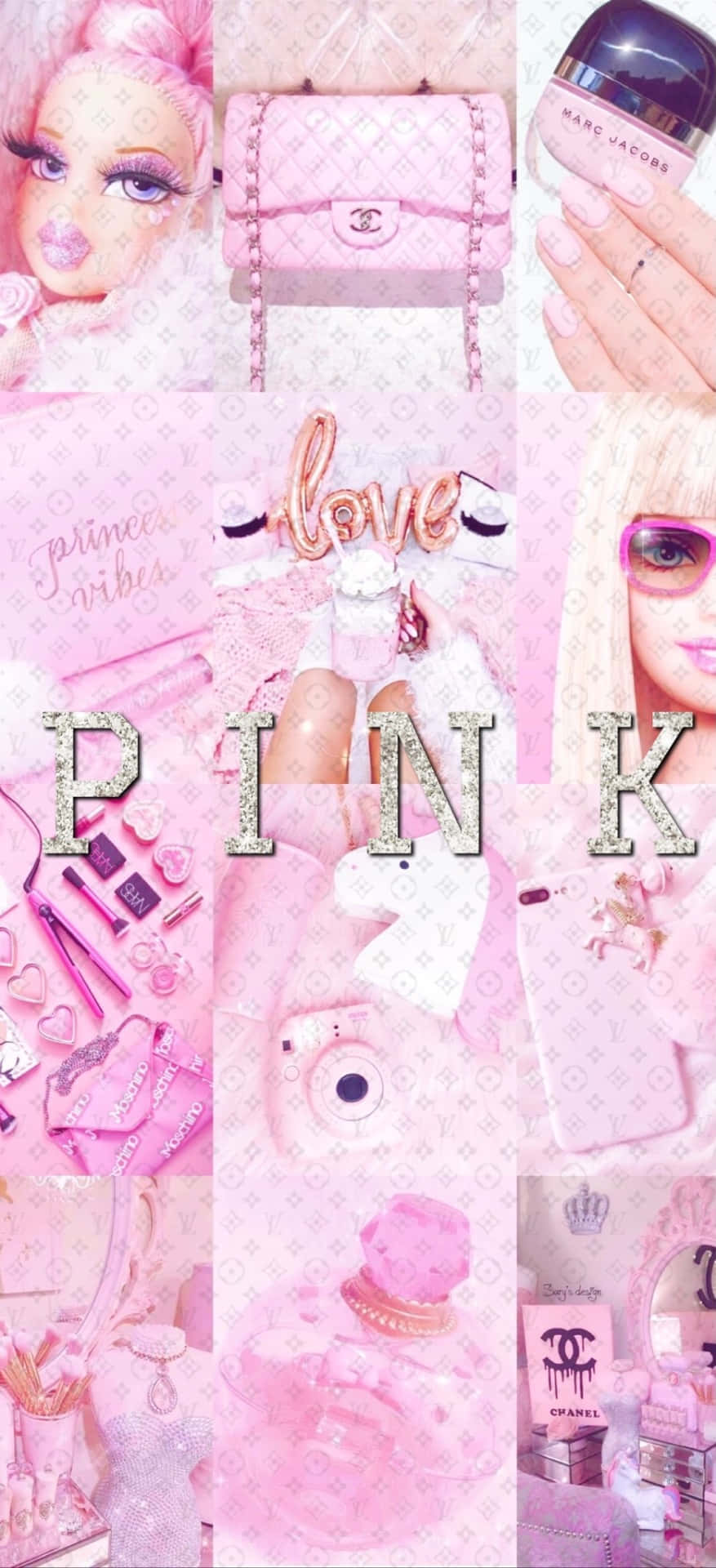 Pink Baddie Barbie Collage Aesthetic Wallpaper