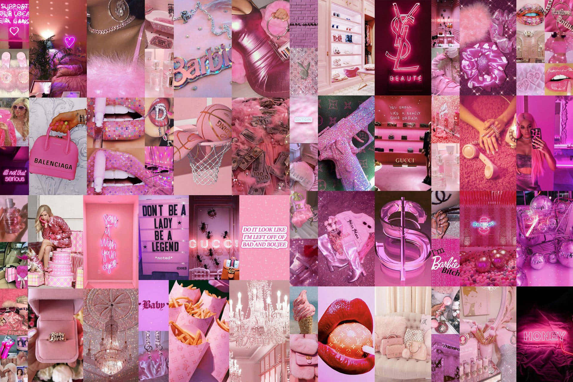 Pink Baddie Money Aesthetic Collage Wallpaper