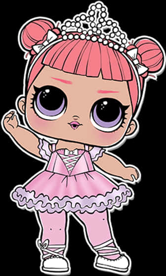 Pink Ballerina L O L Doll PNG