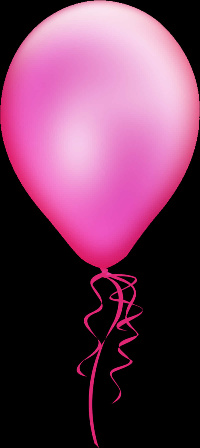 Pink Balloon Curly Ribbon Transparent Background PNG