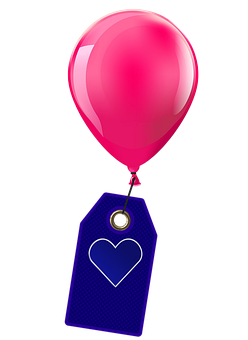 Pink Balloon With Heart Tag PNG