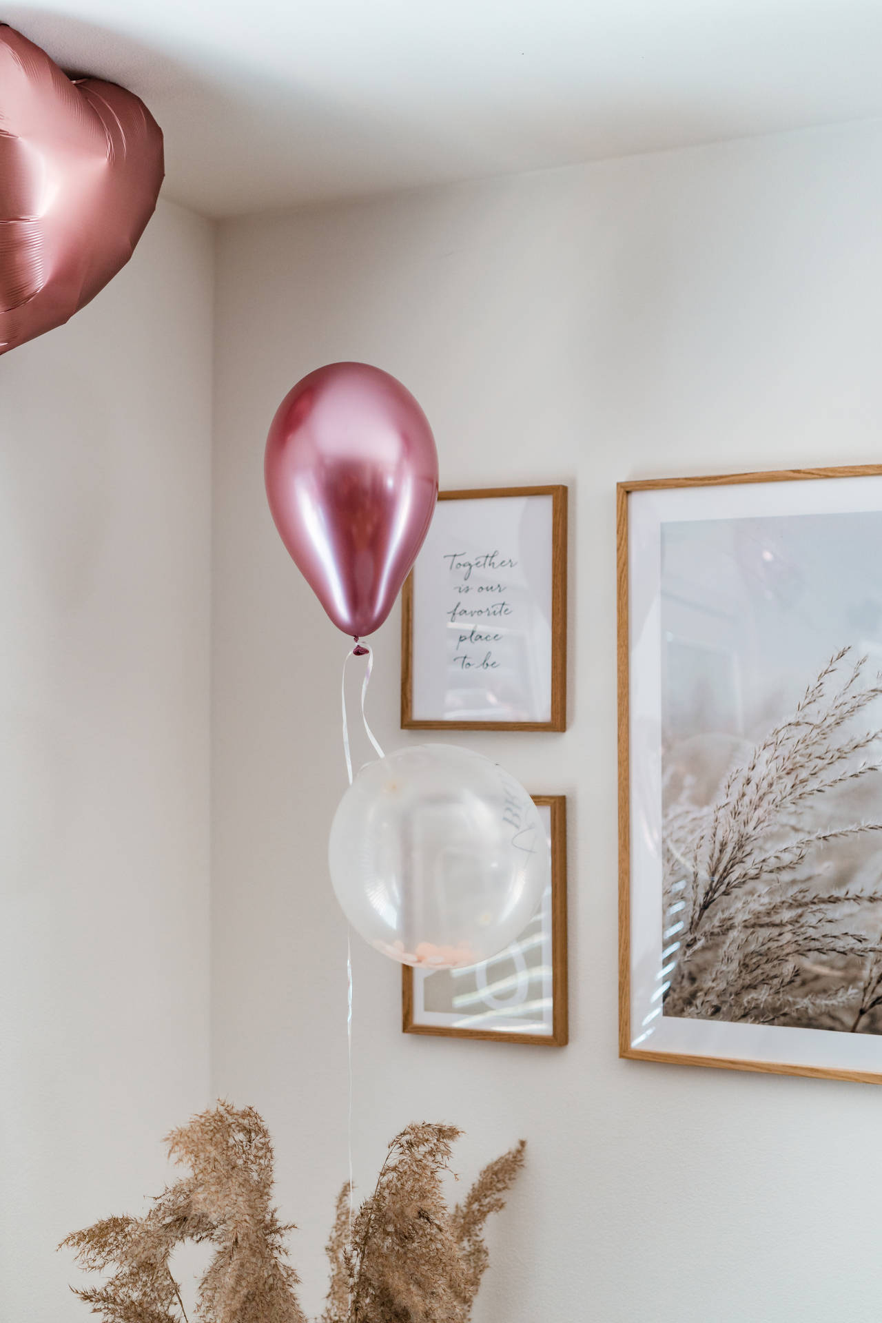 Pink Balloons And Frames At Bachelorette Party