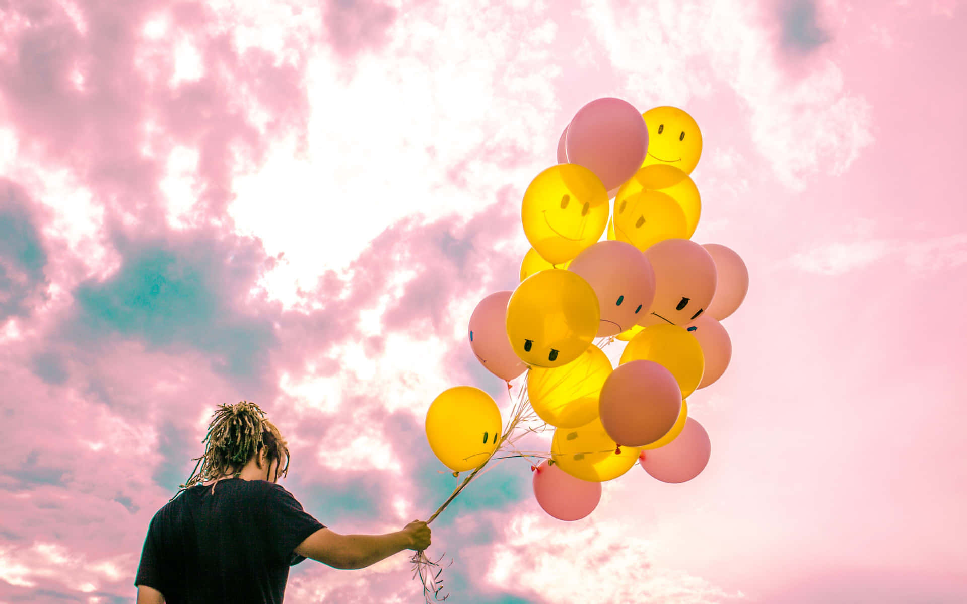 Image  Dozens of festive pink balloons