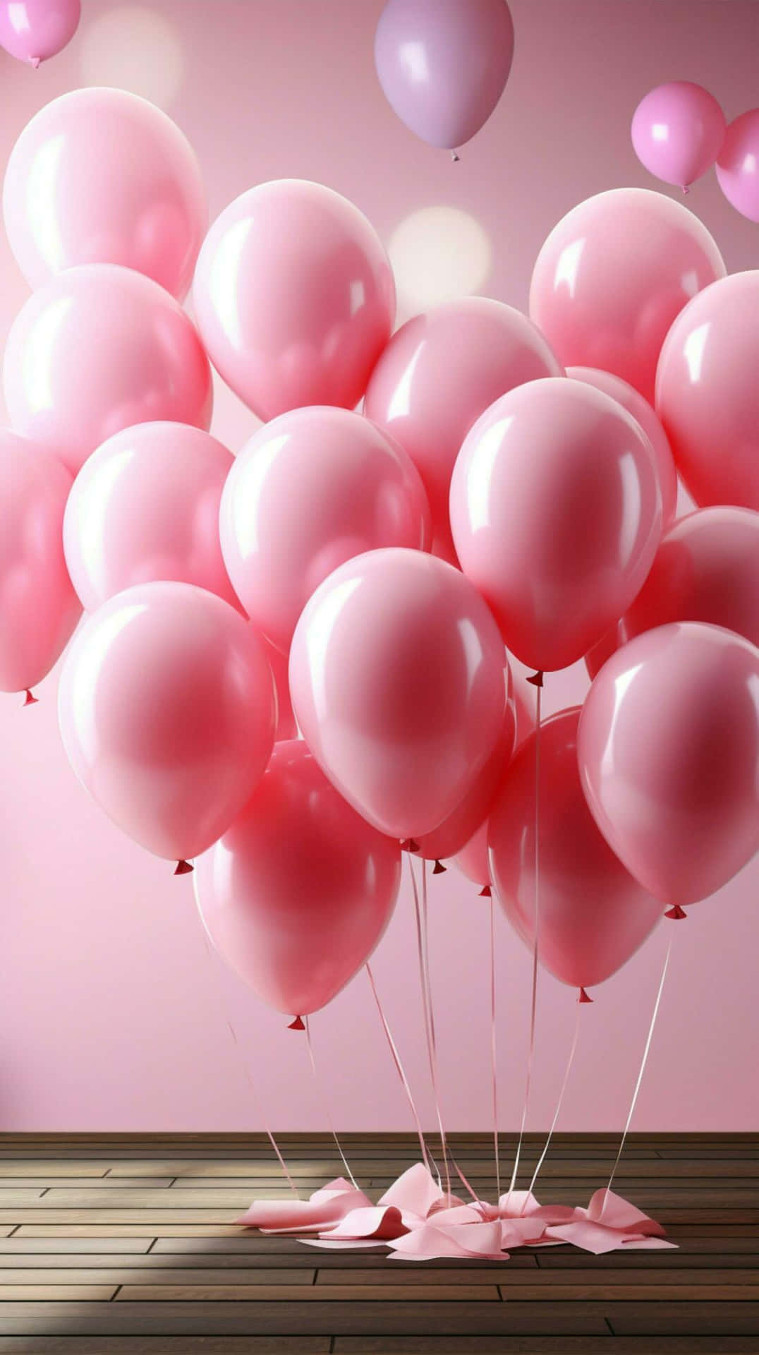 Pink Balloons Party Decor Wallpaper