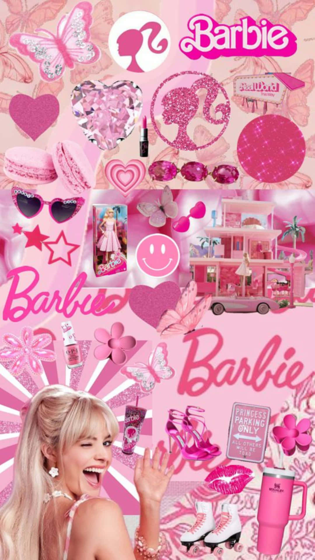 Collage Esthétique Barbie Rose Fond d'écran