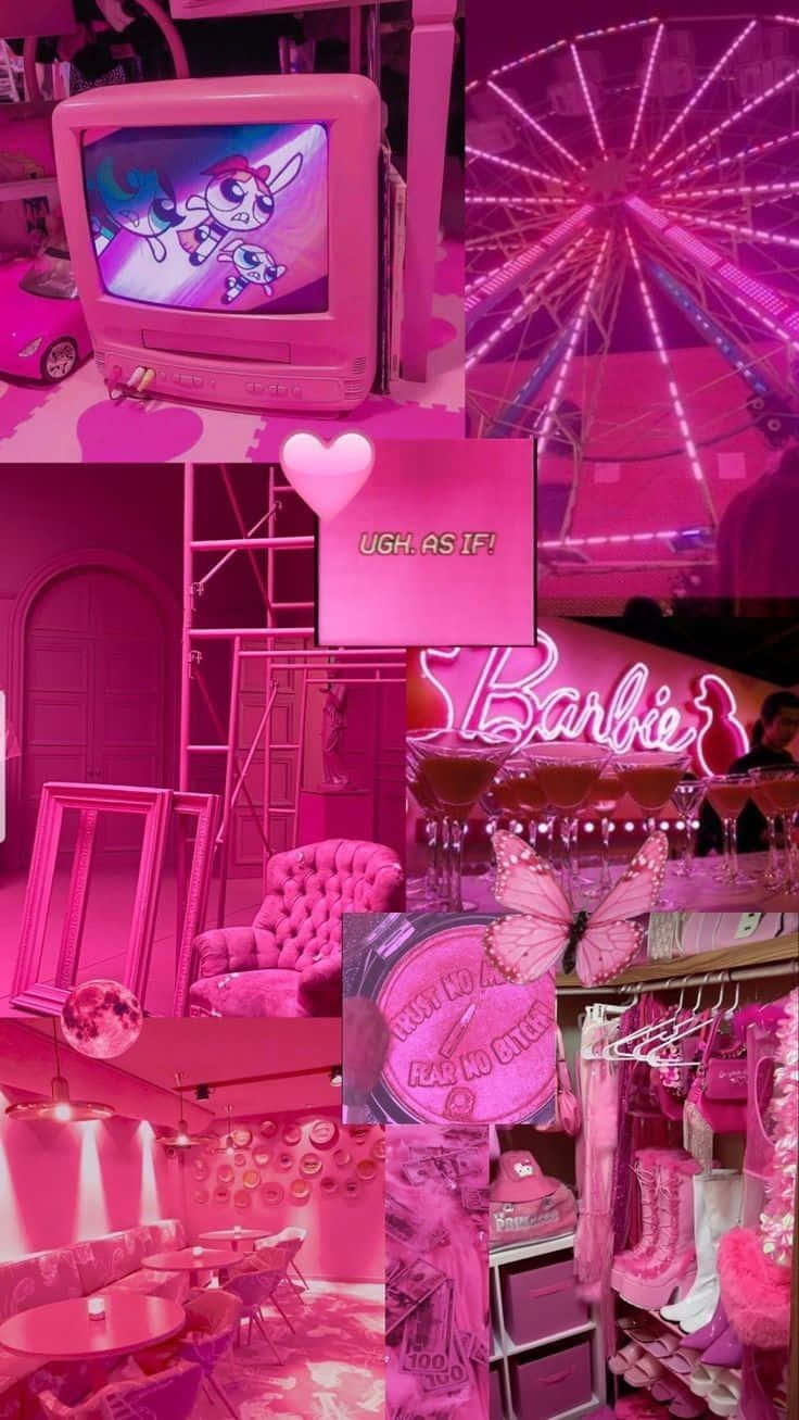 Pink Barbie Aesthetic Collage Wallpaper