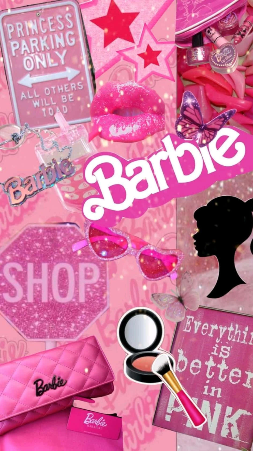 Pink Barbie Collage Wallpaper