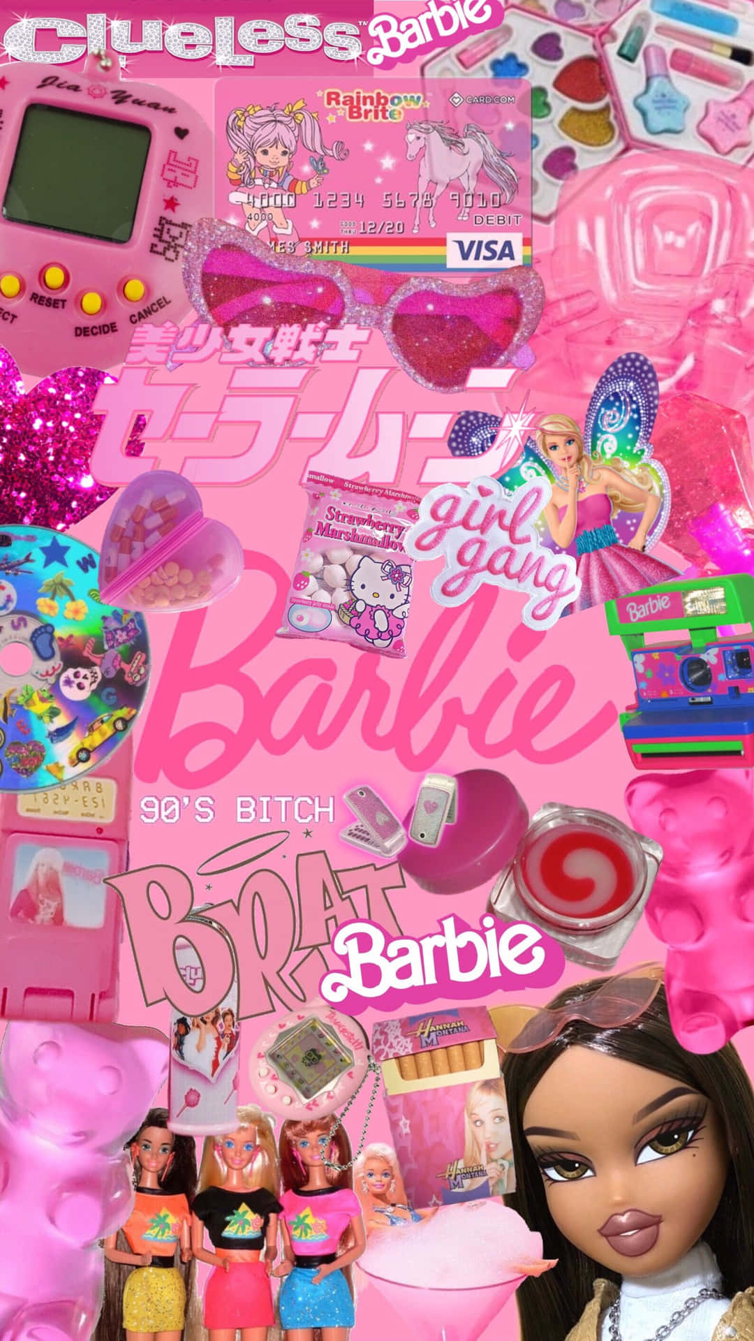 Pink Barbie Collage Y2 K Aesthetic Wallpaper