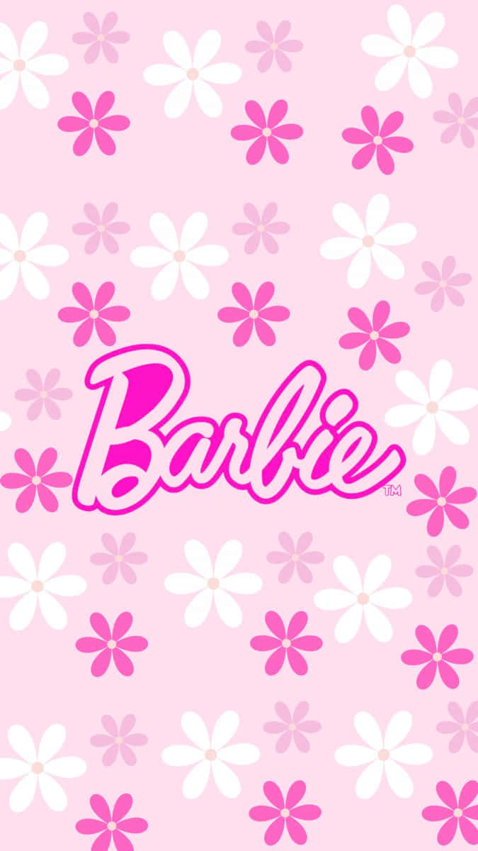 Pink Barbie Floral Background Wallpaper