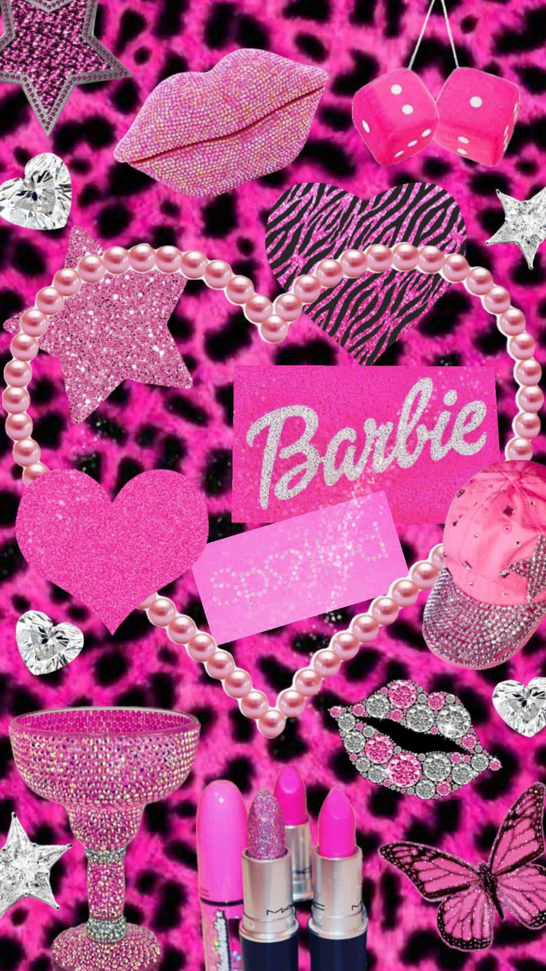 Pink Barbie Glam Collage Wallpaper