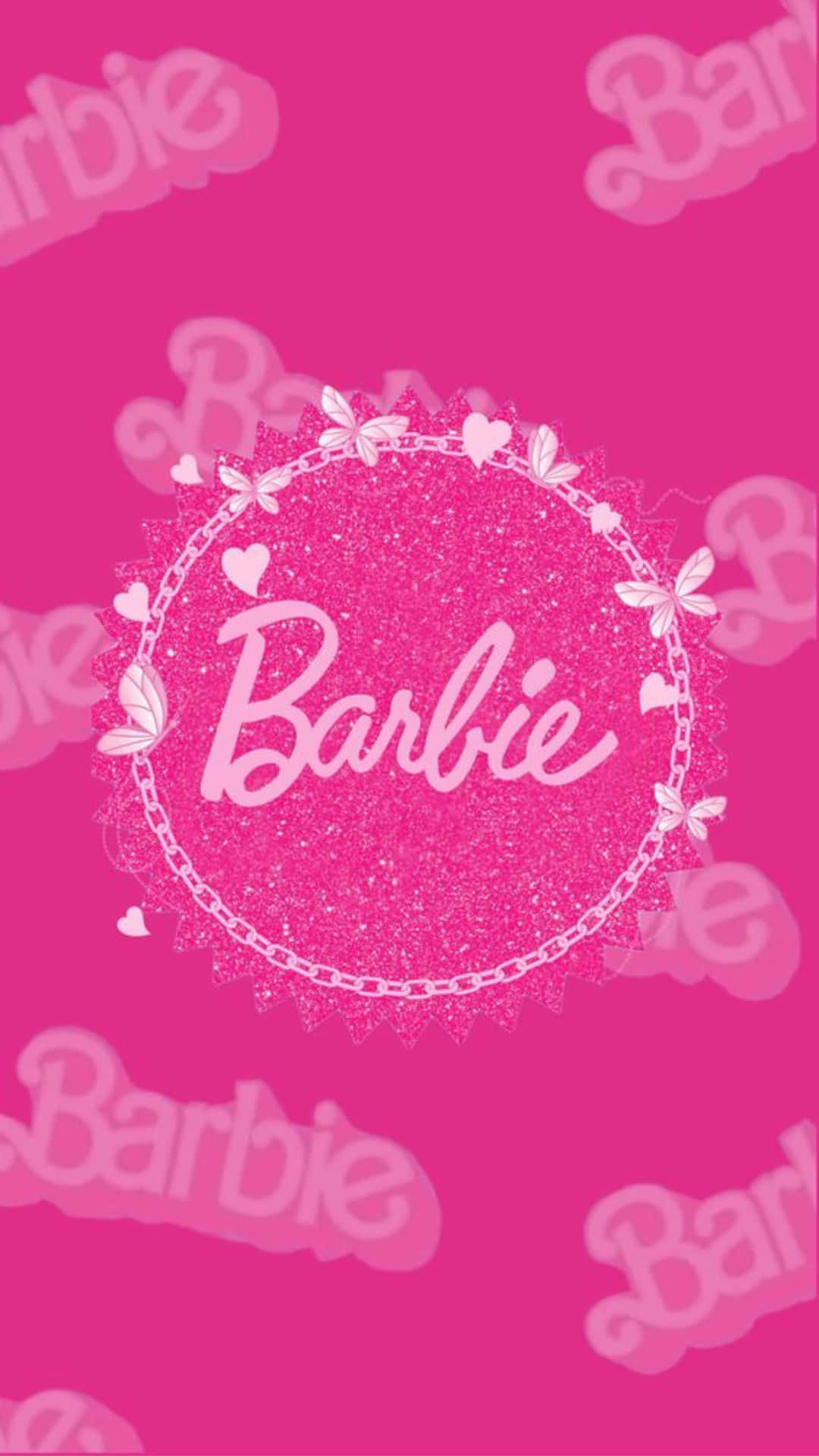 Pink Barbie Glitter Logo Wallpaper Wallpaper