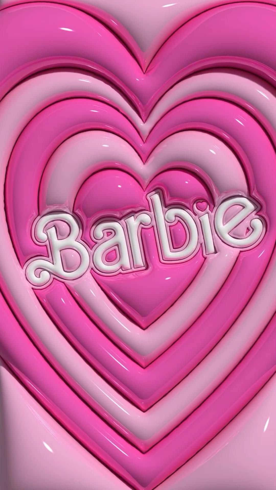 Pink Barbie Heart Design Wallpaper
