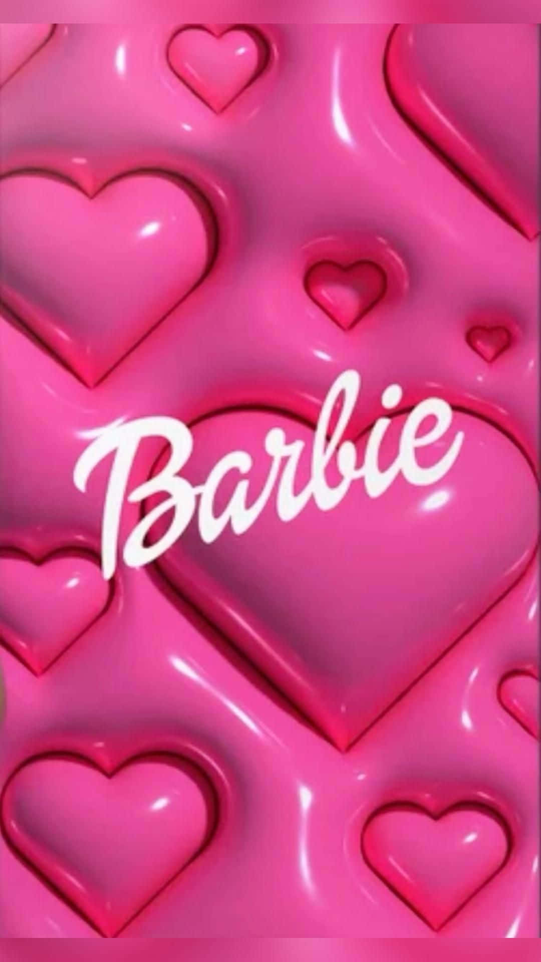 Pink Barbie Hearts Background Wallpaper