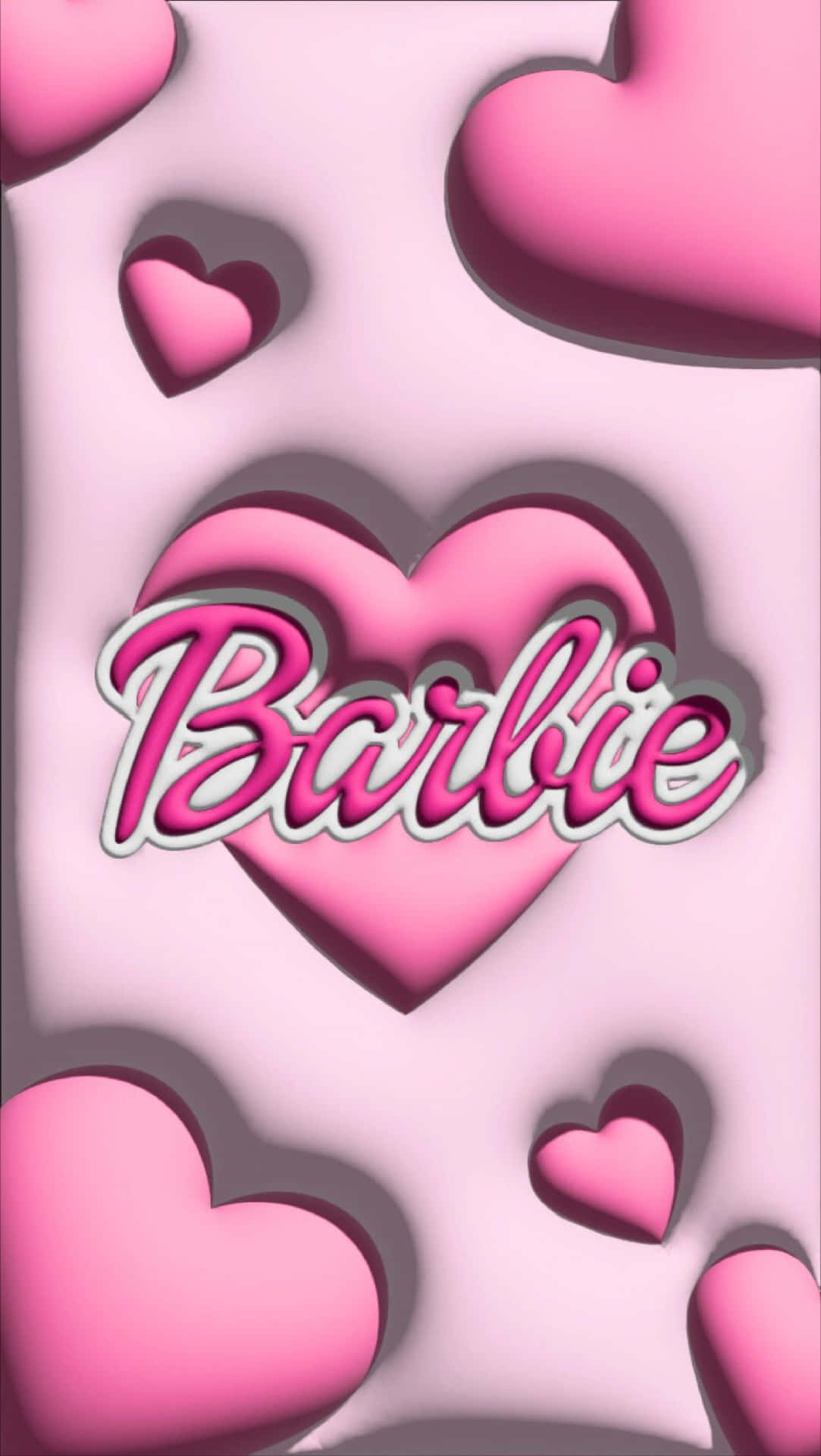 Pink Barbie Hearts Graphic Wallpaper