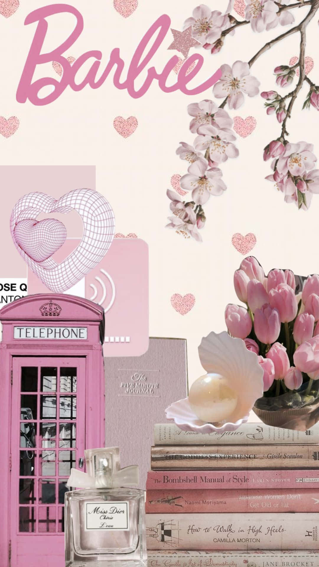 Pink Barbie Inspired Collage Wallpaper