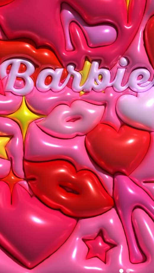 Pink Barbie Lipsand Hearts Background Wallpaper