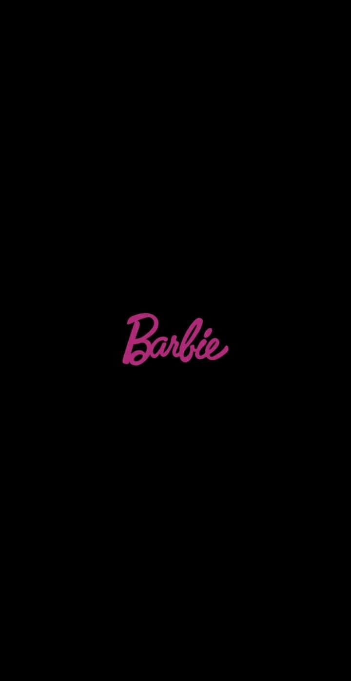 Pink Barbie Logoon Black Background Wallpaper