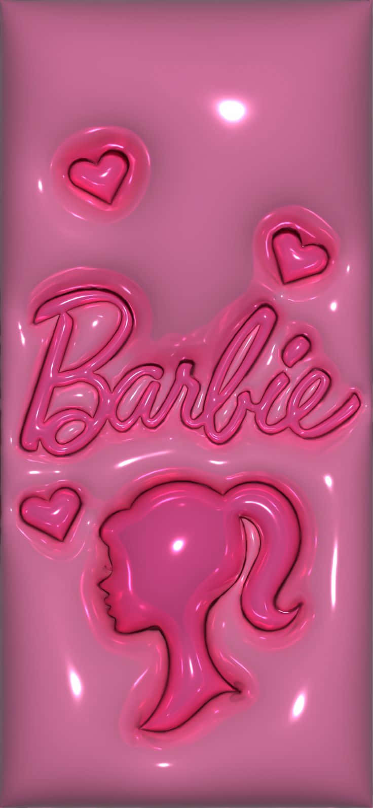 Pink Barbie Logowith Hearts Wallpaper