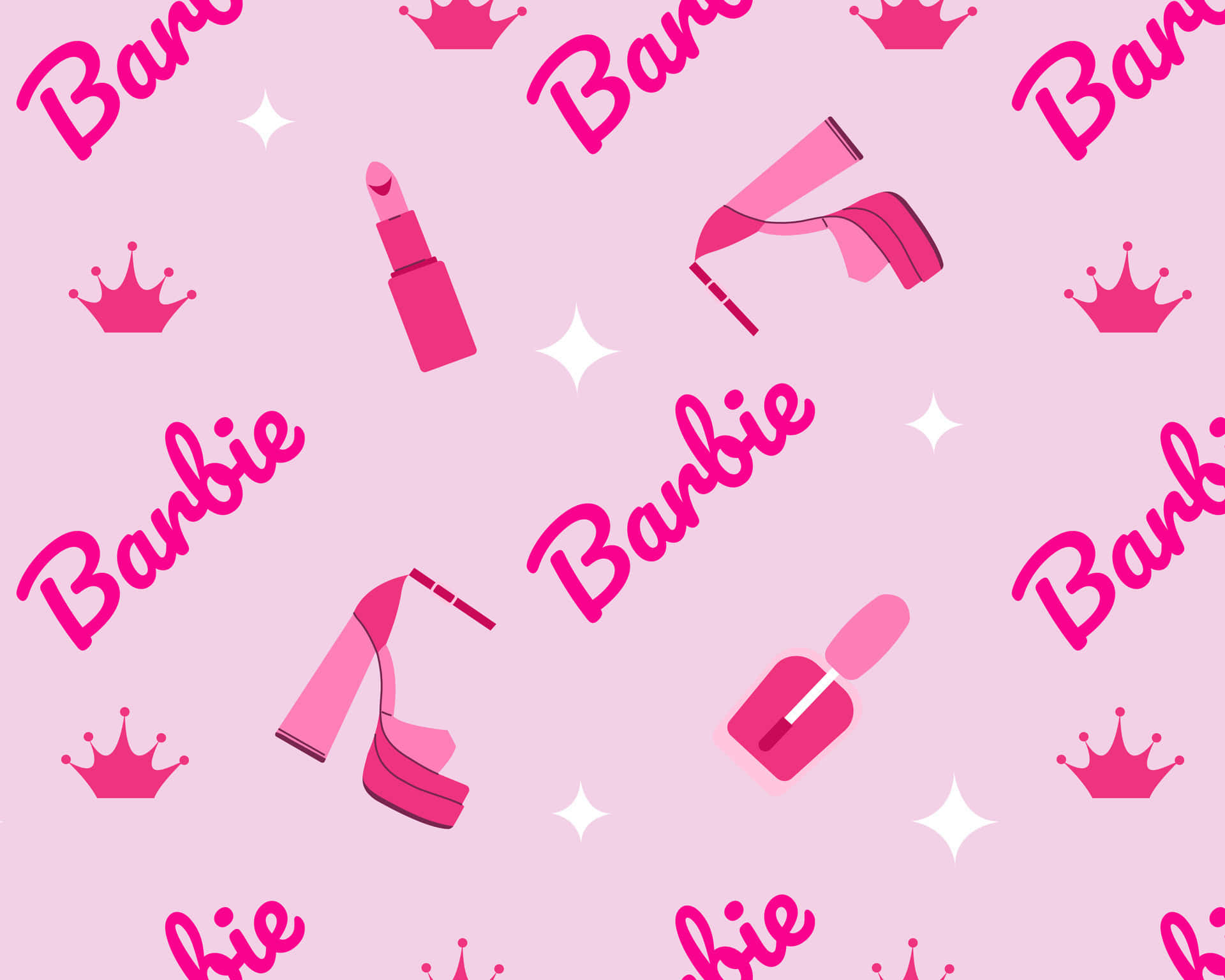 Pink Barbie Pattern Wallpaper Wallpaper