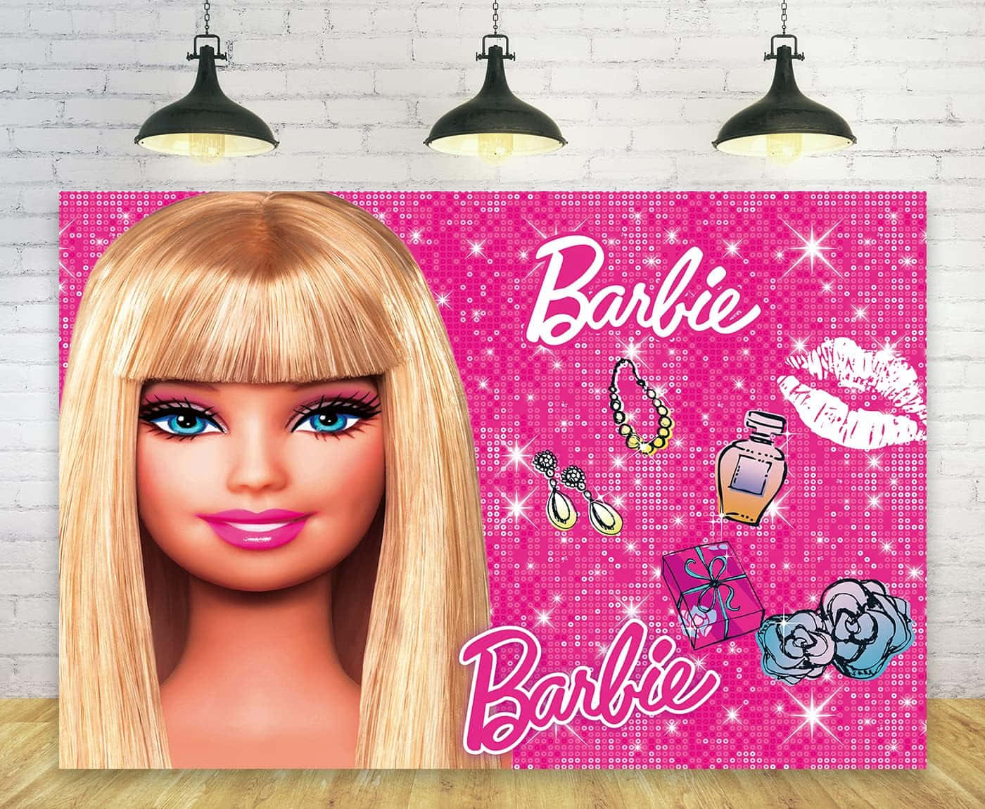 Pink Barbie Posterwith Accessories Wallpaper