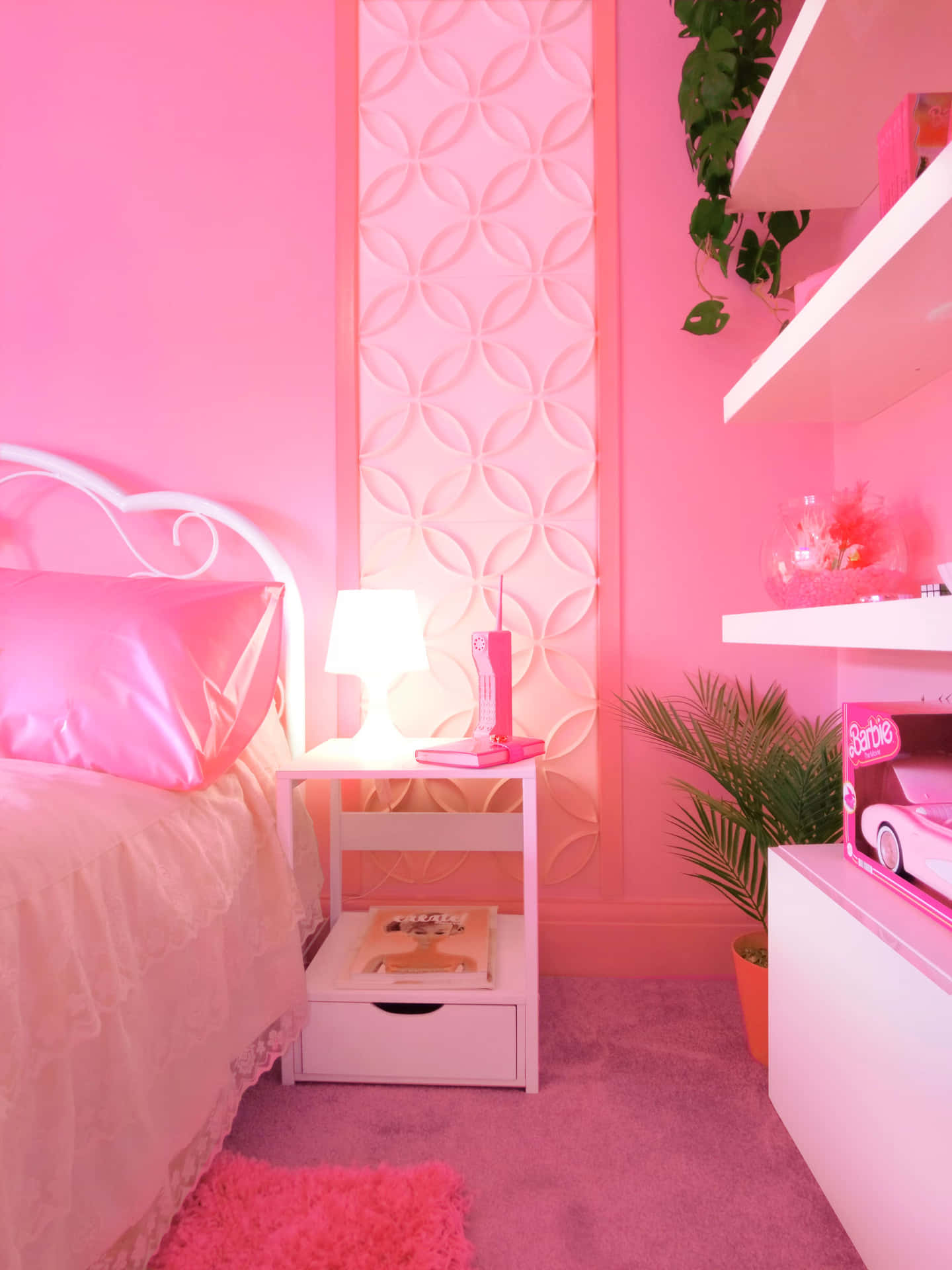 Pink Barbie Themed Bedroom Aesthetic Wallpaper