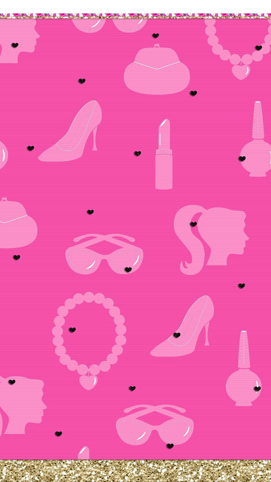 Pink Barbie Themed Pattern Wallpaper