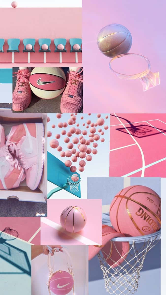 Pink Basketball Girl Aesthetic Collage Wallpaper