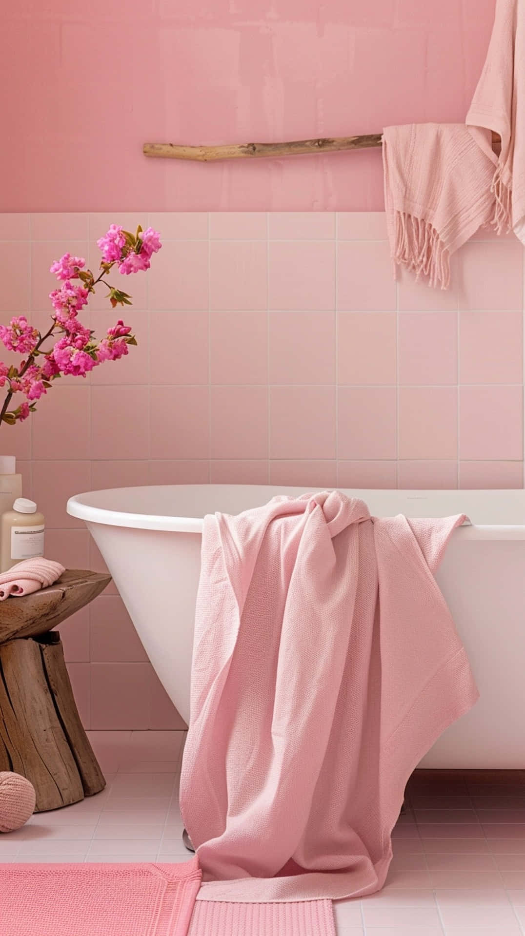 Pink Bathroom Bliss Wallpaper