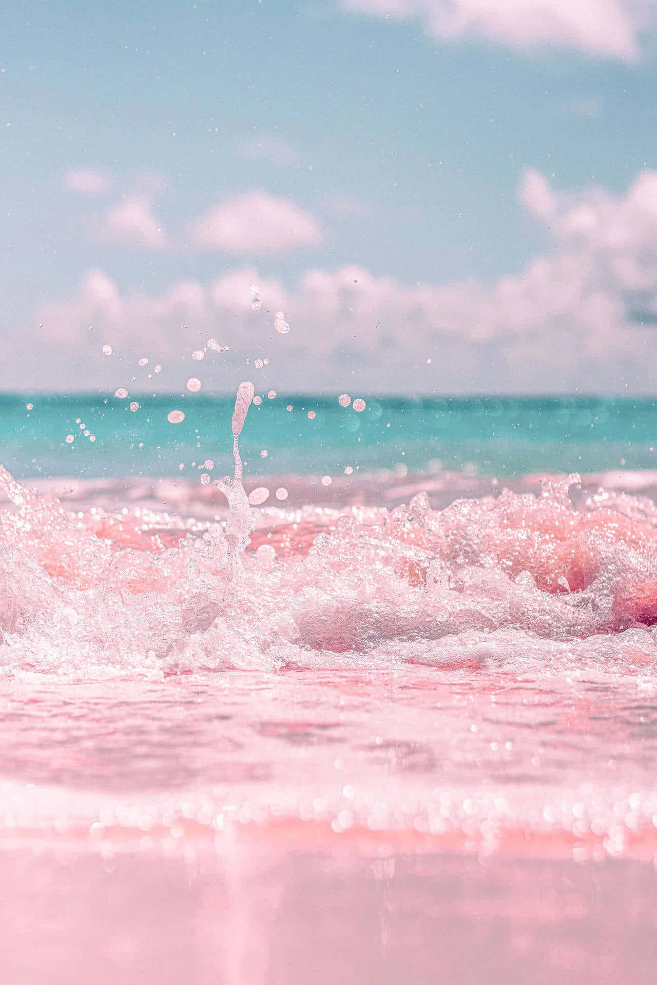 Pink Beach Splash Summer Vibes Wallpaper