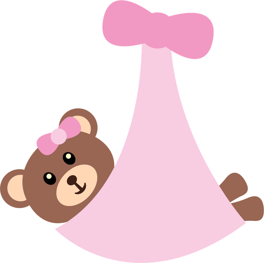 Pink Bear Baby Announcement PNG