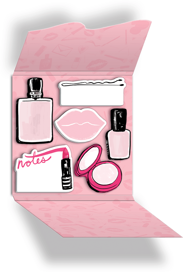 Pink Beauty Products Illustration PNG