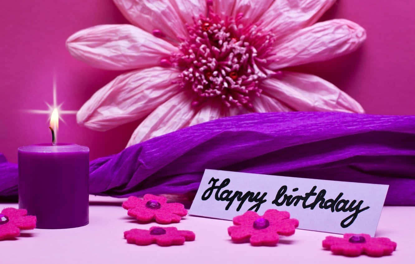 Desejea Alguém O Aniversário Mais Feliz Com Uma Adorável Saudação De Aniversário Cor-de-rosa!