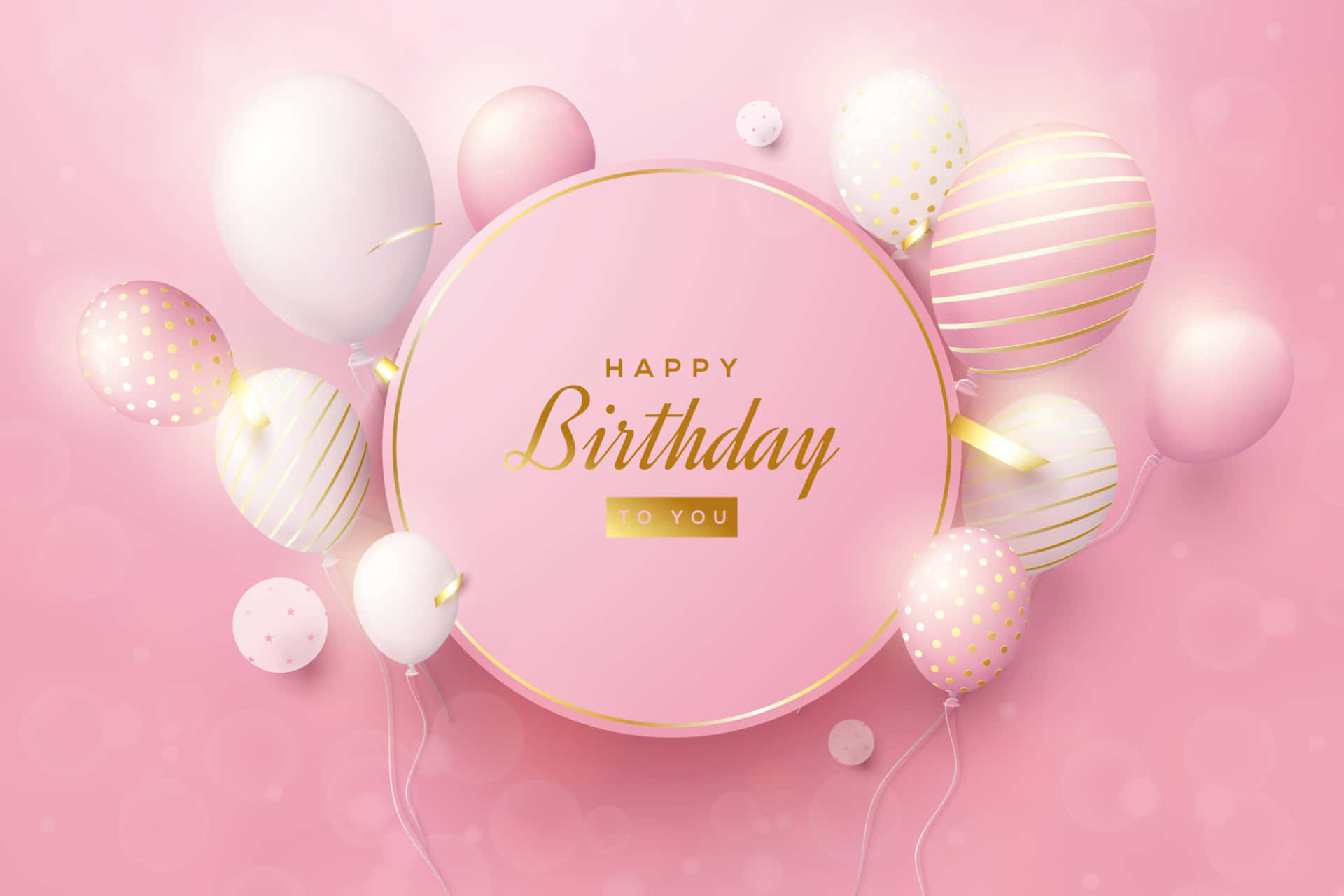Happy Birthday Balloons On Pink Background Wallpaper