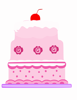 Pink Birthday Cake Illustration PNG