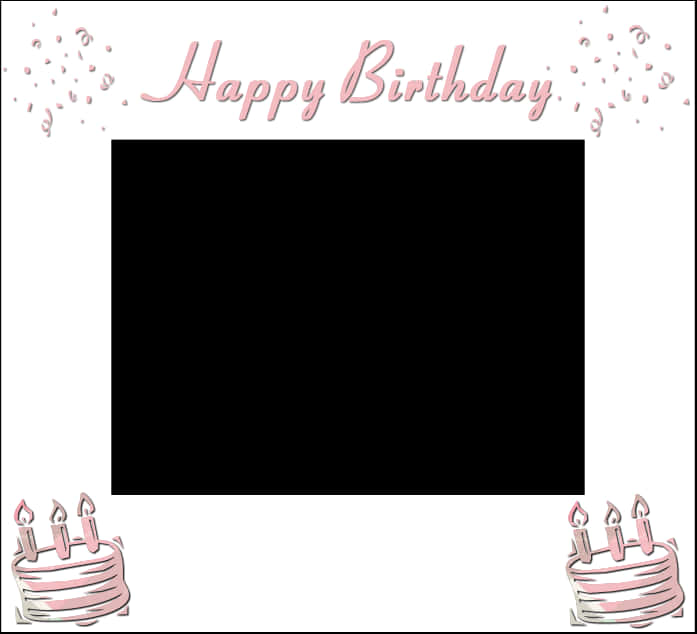 Pink Birthday Framewith Cakes PNG