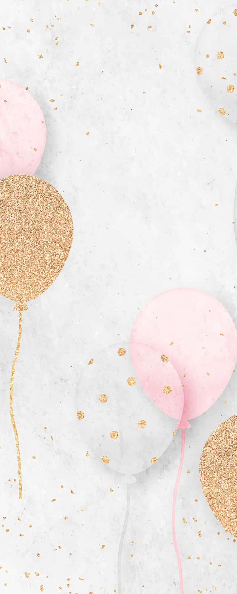 Pink Birthday Gold Balloon Wallpaper