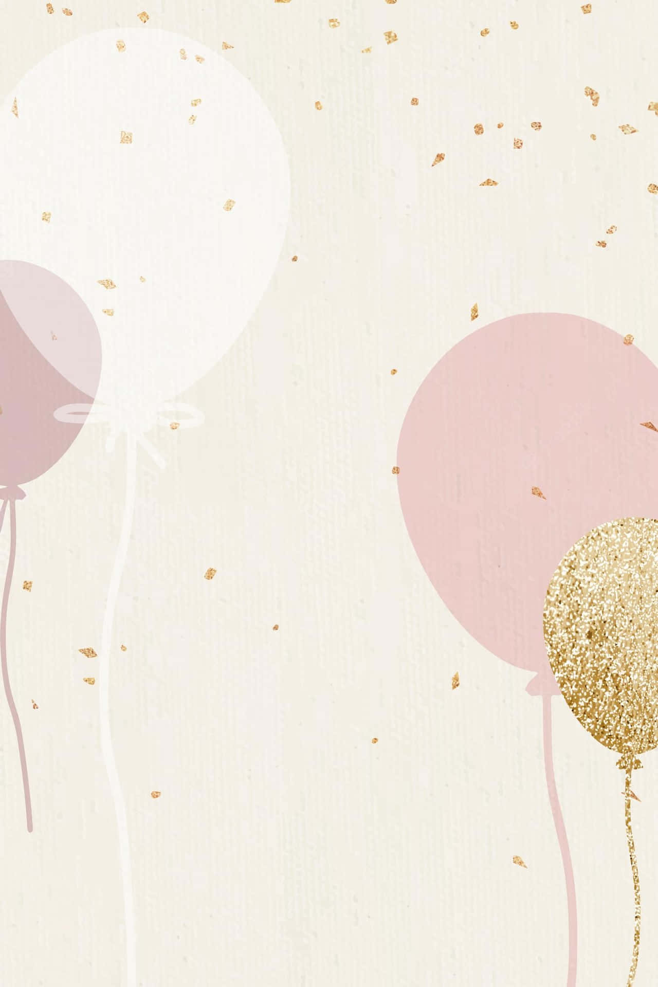 A Pink And Gold Balloons On A White Background Wallpaper