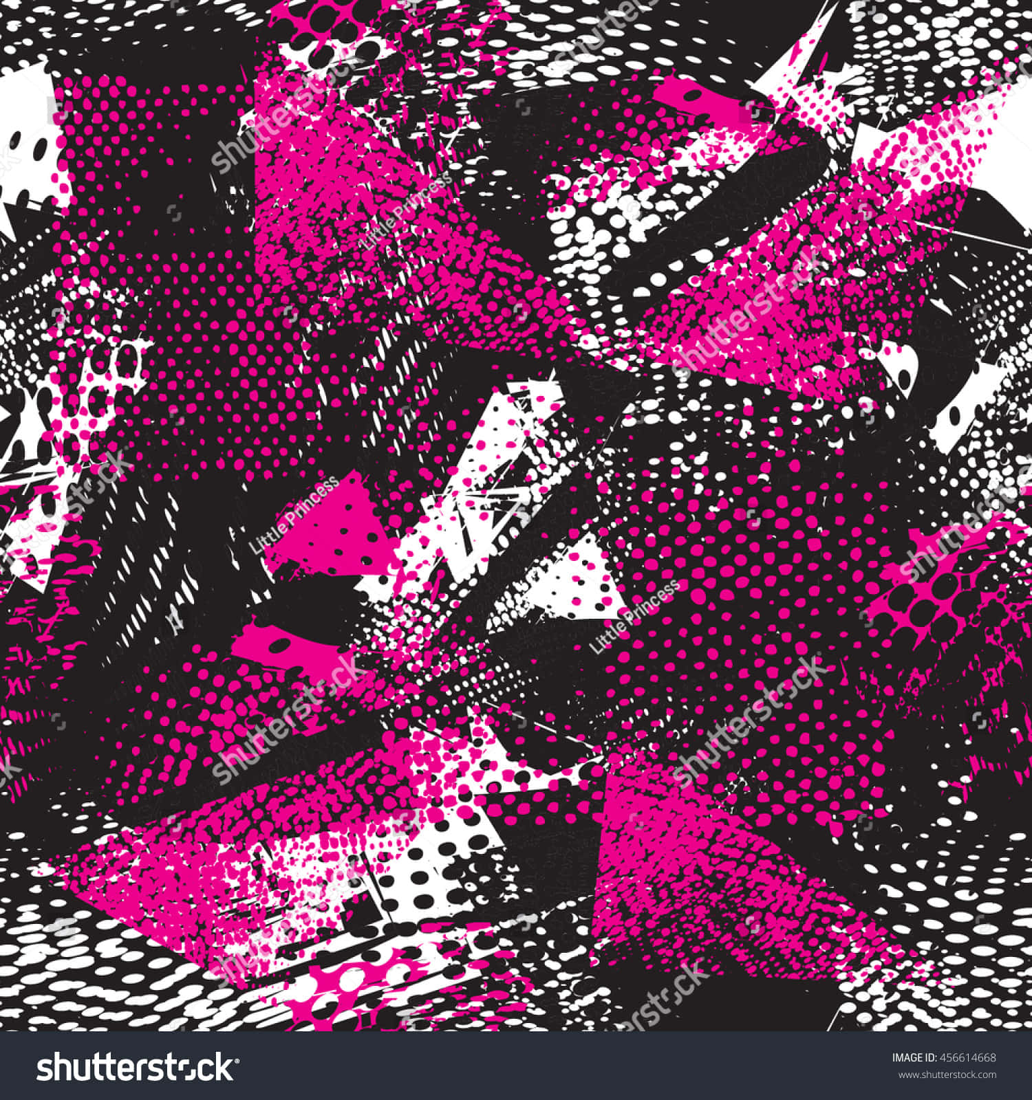 An abstract pattern of pink, black, and white colors. Wallpaper
