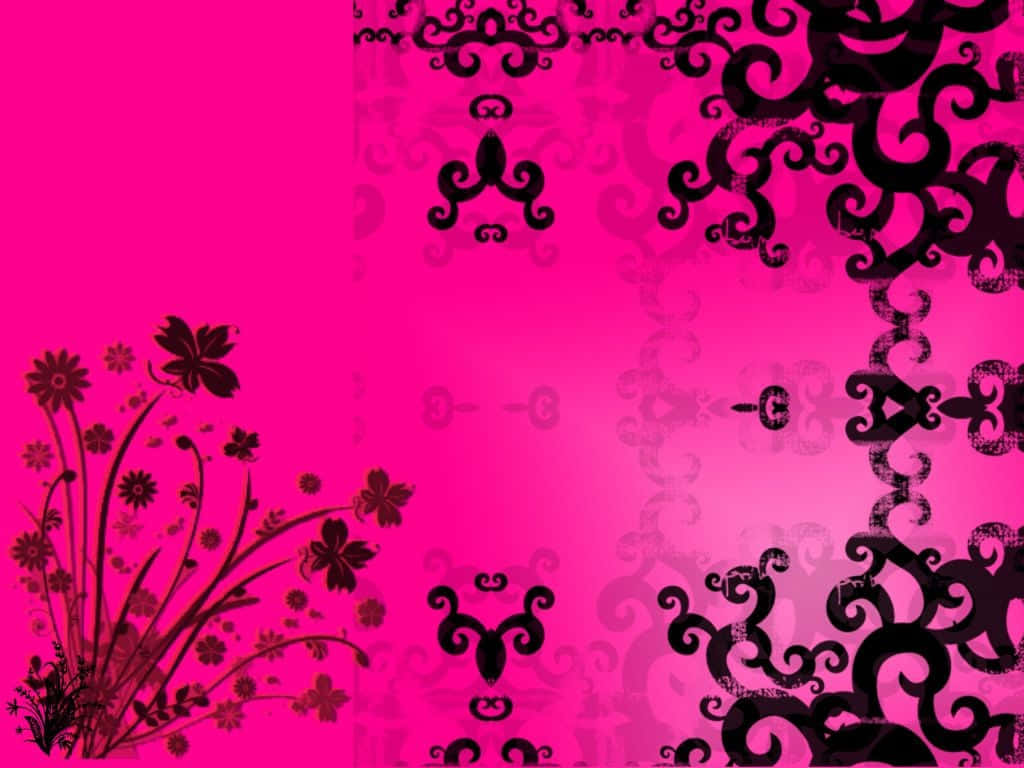 En geometrisk abstrakt baggrund i pink, sort og hvid. Wallpaper