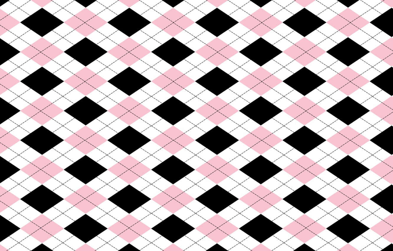 Slående kombination af rosa, sort og hvide former. Wallpaper