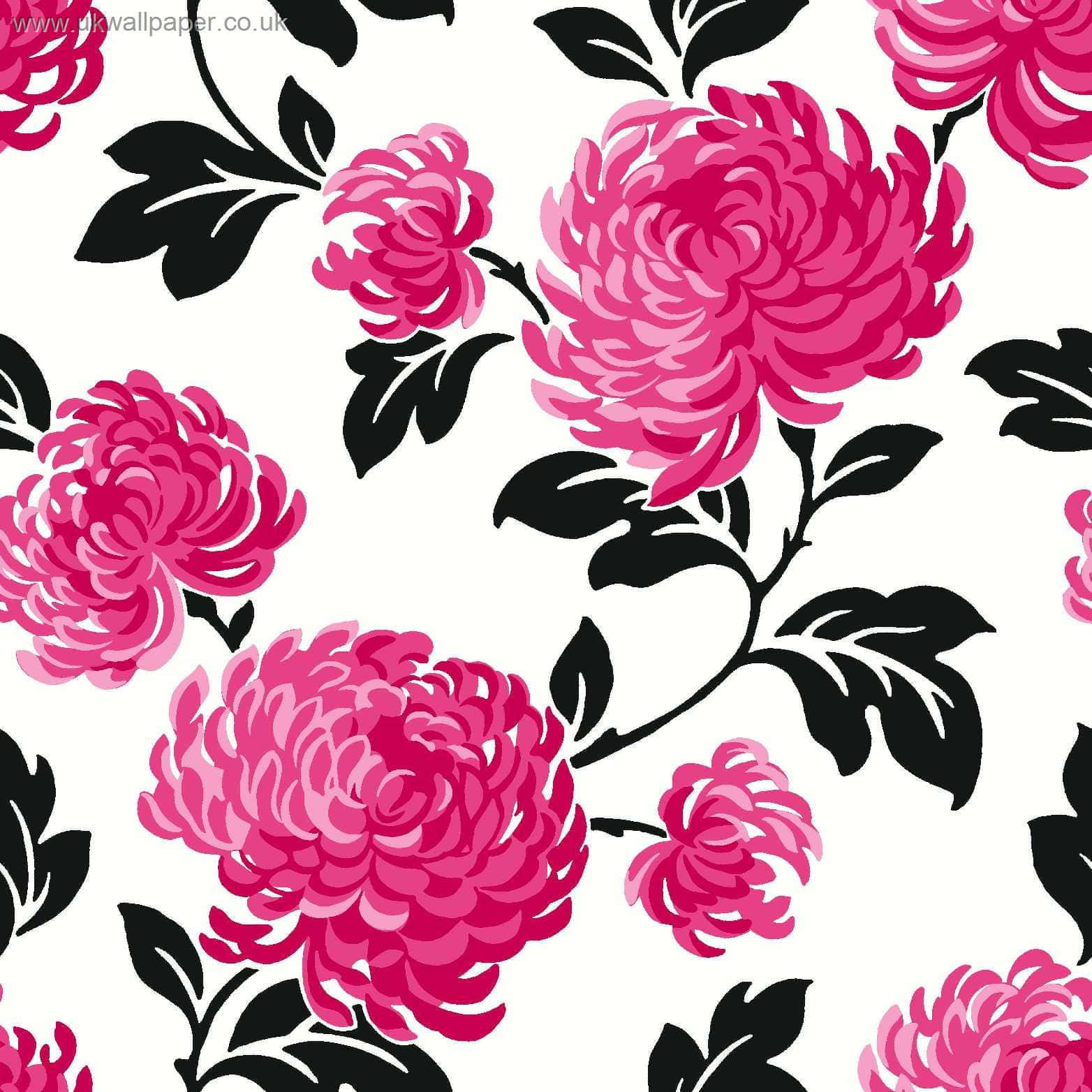 Vibrant Geometric Pattern with Eye-Catching Pink, Black and White Wallpaper
