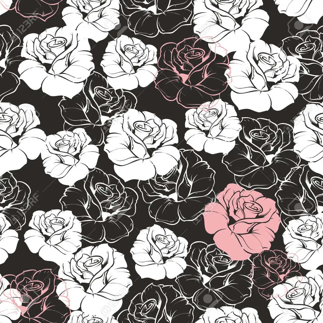 Soft and Bold: The Perfect Color Combination of Pink, Black and White Wallpaper
