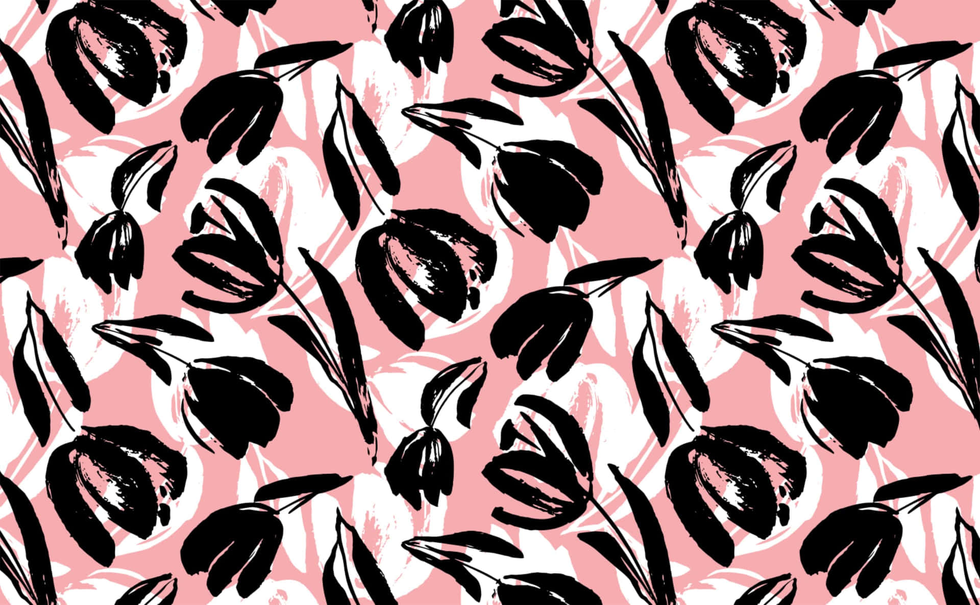 En sort og pink blomst mønster Wallpaper