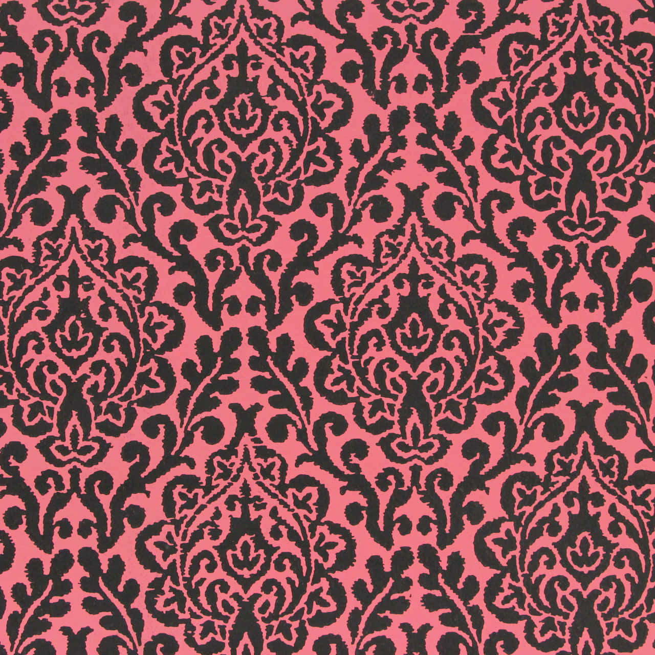 Pink Black Damask Pattern Wallpaper