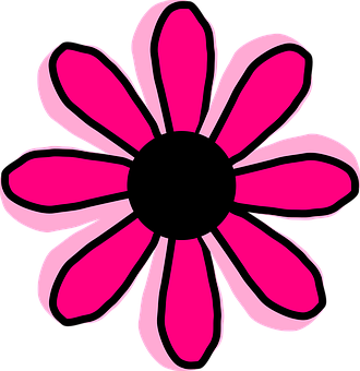 Pink Black Flower Illustration PNG
