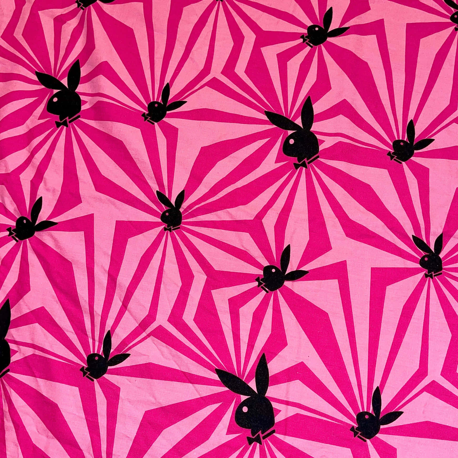 Pink Black Geometric Bunny Pattern Wallpaper